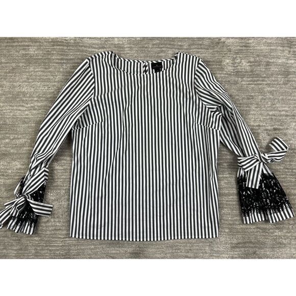 Worthington Top‎ Womens Large Multicolor Striped Bell Sleeve Lace Casual - Picture 1 of 11